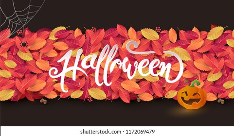 Happy Halloween calligraphy background layout. banners party invitation.Vector illustration.