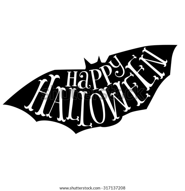 Frohliche Halloween Kalligrafie Halloween Banner Halloween Schrift Bat Silhouette Stock Vektorgrafik Lizenzfrei