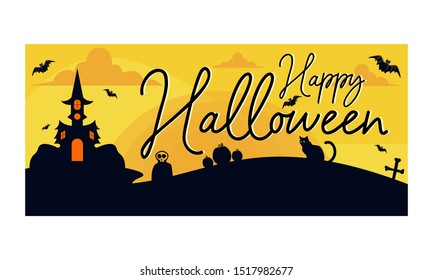 Happy Halloween calligraphy. banners party invitation.Vector illustration.