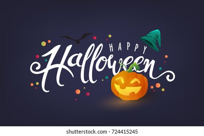 Happy Halloween calligraphy. banners party invitation.Vector illustration.