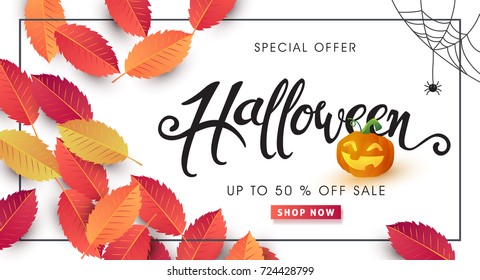 Happy Halloween calligraphy. banners party invitation.Vector illustration.