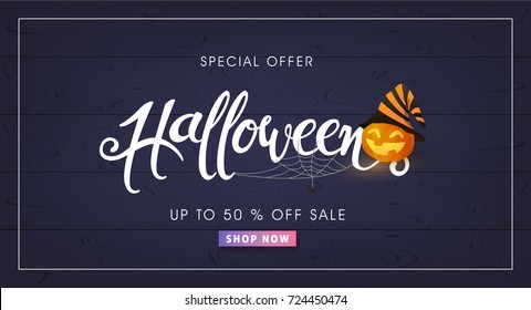 Happy Halloween calligraphy. banners party invitation.Vector illustration.