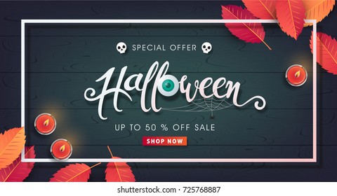 Happy Halloween calligraphy. banners party invitation.Vector illustration.