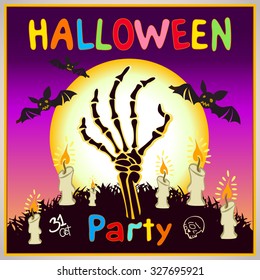  Happy Halloween card. background Flat design. Vector illustration art kids text