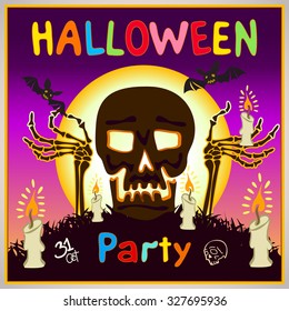  Happy Halloween card. background Flat design. Vector illustration art kids text
