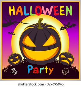  Happy Halloween card. background Flat design. Vector illustration art kids text