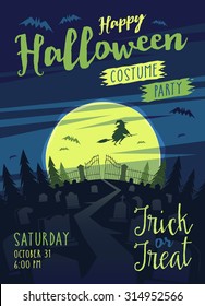 Happy Halloween card,  background, poster. Vector illustration.