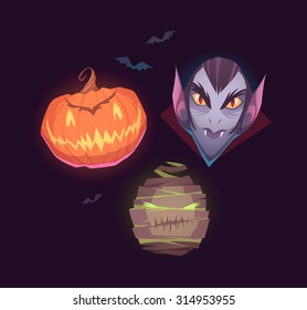 Happy Halloween card,  background, poster. Vector illustration.