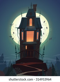 Happy Halloween card, background, poster. Vector illustration.