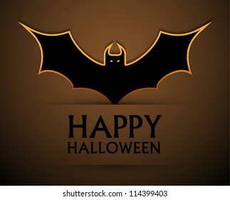 Happy halloween card with bat. Vector illustration.