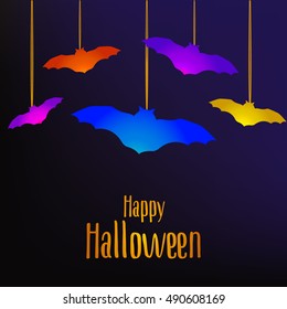 Happy Halloween card with bats. Vector background.