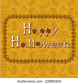Happy halloween card with calavera skulls