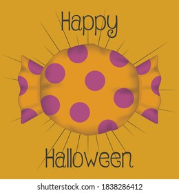 Happy halloween card with a candy - Vector