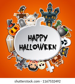 Happy halloween card celebrations pumpkins silhoutte