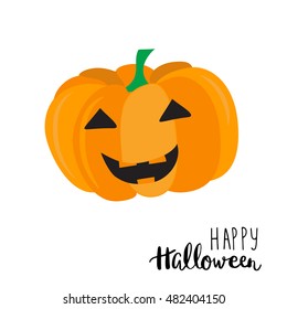 Happy Halloween Card. Cute pumpkin and text Happy halloween