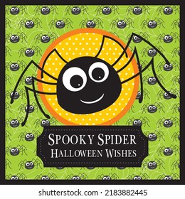 Happy halloween card with cute spiders