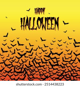 Happy halloween card design with bats vector illustration