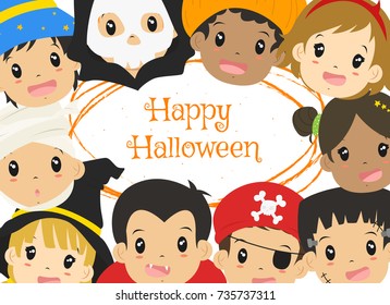 Happy Halloween card design, Halloween characters cartoon vector