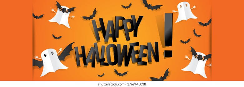 Happy Halloween card design elements on background, vector illustration