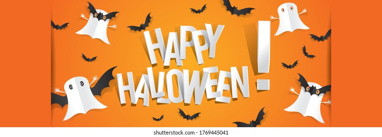 Happy Halloween card design elements on background, vector illustration