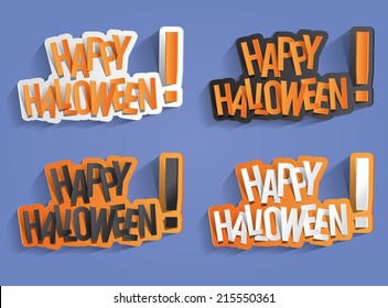 Happy Halloween Card Design Elements On Background, vector illustration