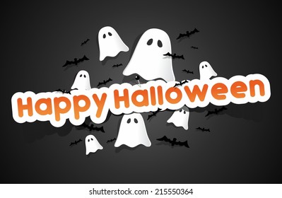 Happy Halloween Card Design Elements On Background, vector illustration