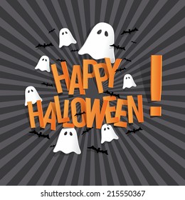 Happy Halloween Card Design Elements On Background, vector illustration