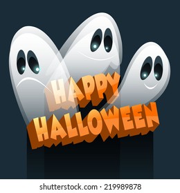Happy Halloween Card Design Elements . Vector 3d. ghost