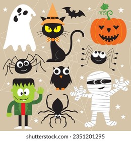 Happy halloween card design with halloween elements