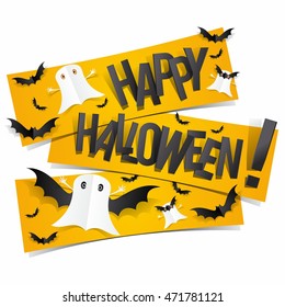 Happy Halloween card design elements on background, vector illustration