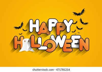 Happy Halloween card design elements on background, vector illustration