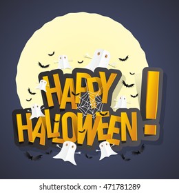 Happy Halloween card design elements on background, vector illustration