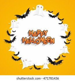Happy Halloween card design elements on background, vector illustration