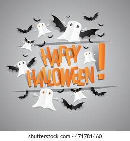 Happy Halloween card design elements on background, vector illustration