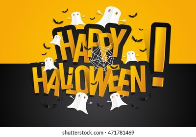 Happy Halloween card design elements on background, vector illustration