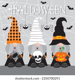 Happy-Halloween-Kartendesign mit Gnomen