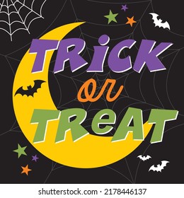 Happy halloween card design with lettering and moon