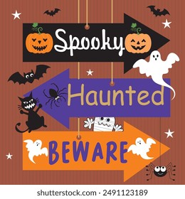 Happy Halloween card design with Halloween sign