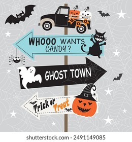 Happy Halloween card design with Halloween signs