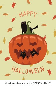 Happy Halloween Card Design Template Cute Stock Vector (Royalty Free ...