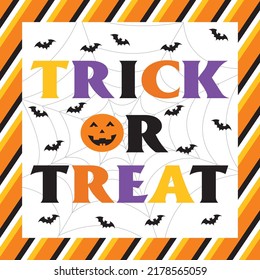 Happy halloween card design with trick and treat text