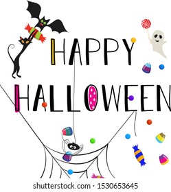 Happy halloween card. Halloween elements.