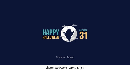 Happy Halloween card. Flat vector illustration.
