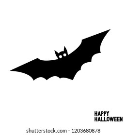 Happy Halloween card with flying bat. Vector illustration.