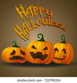 Happy halloween card with funny jack o lanterns