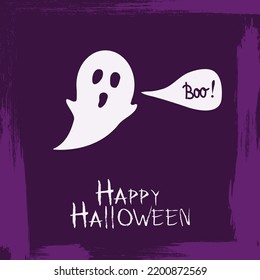 Happy halloween card with ghost boo