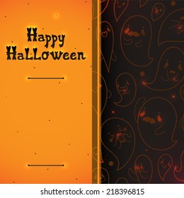 Happy Halloween card with ghosts, vector.