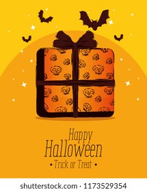 happy halloween card with gift