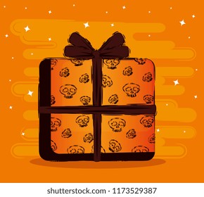 happy halloween card with gift