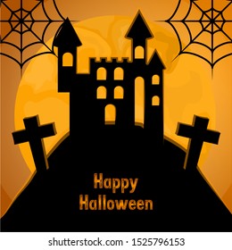 Happy halloween card with a grave - Vector illustration